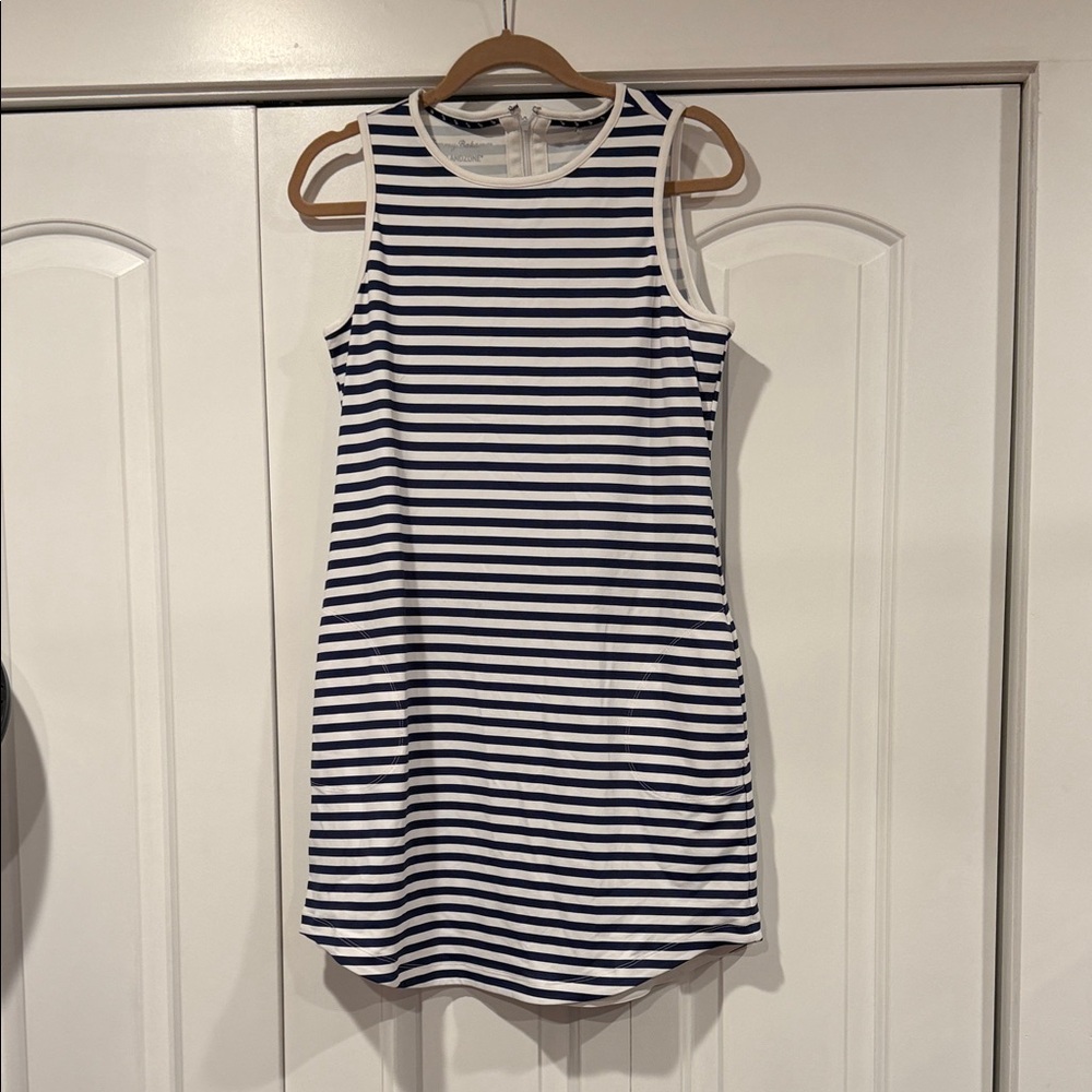 Tommy Bahama island zone Navy and White Striped Dress small - Picture 2 of 5